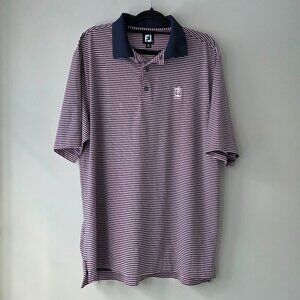 FOOTJOY Men's Golf Polo | XL | Pink Stripe Performance Shirt RI Country Club
